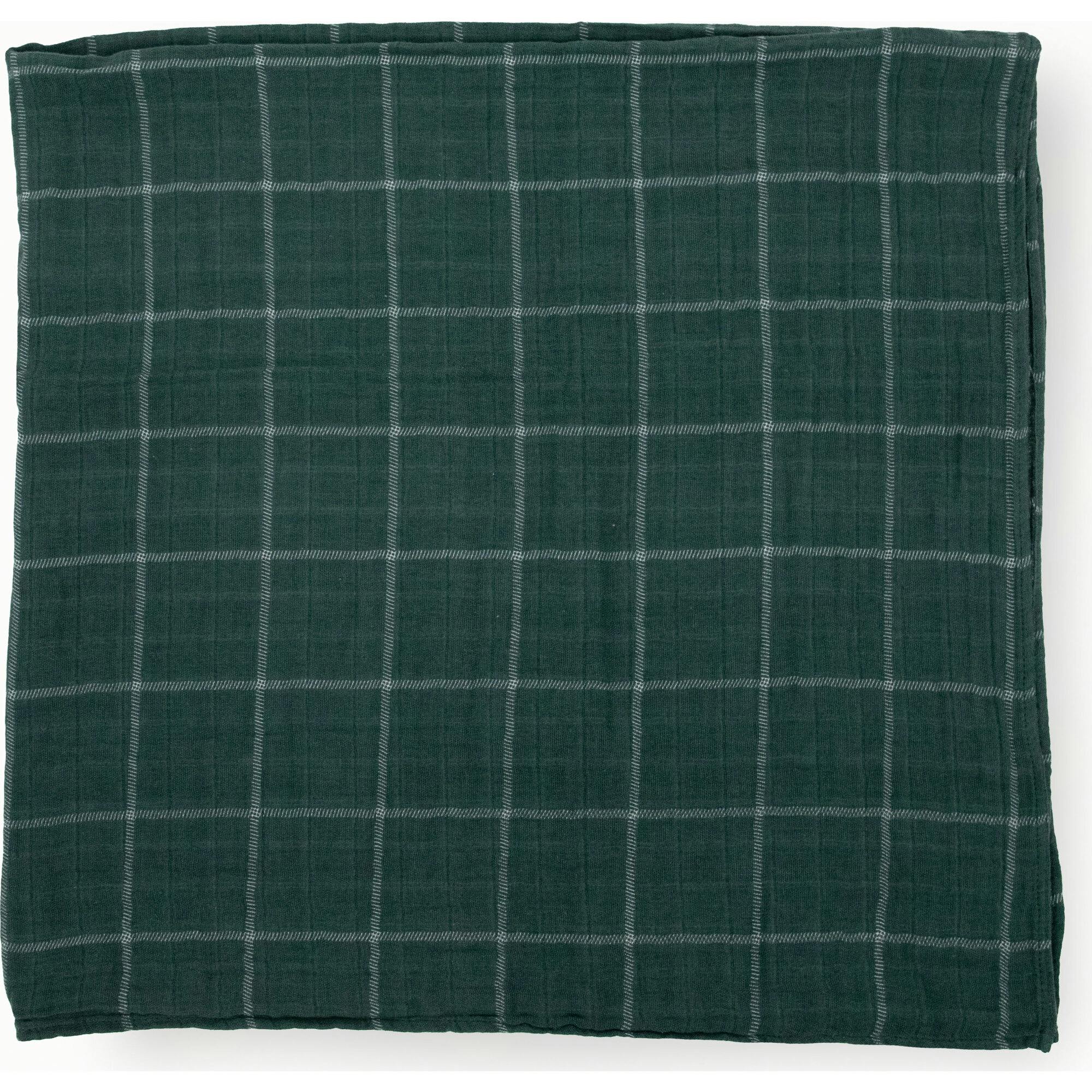 Cotton Muslin Swaddle Blanket - Evergreen Plaid