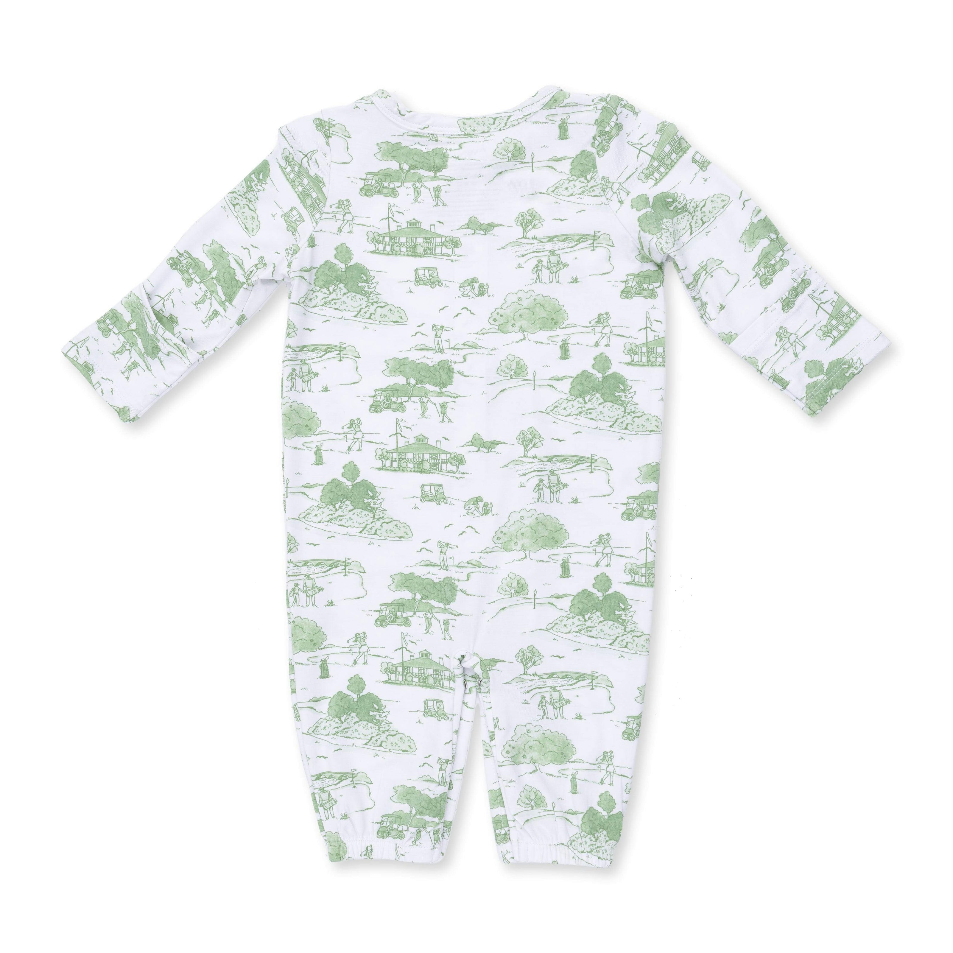 Golf Toile Green - Convertible Gown and Beanie Hat