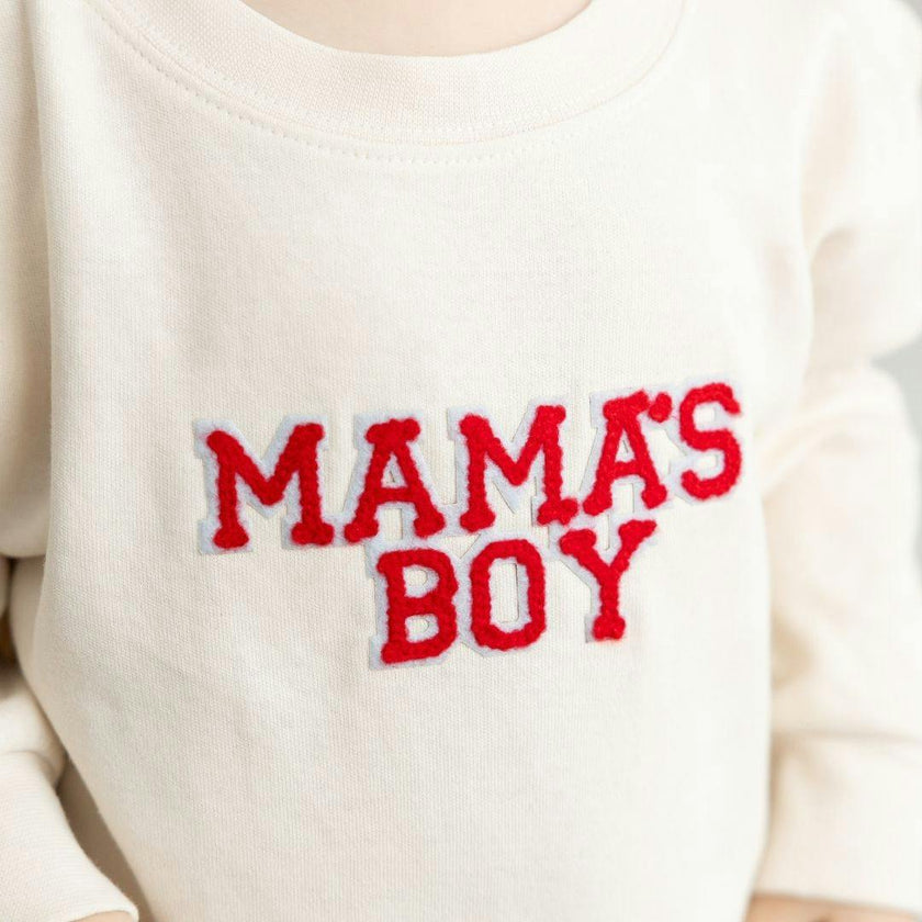 Mama's Boy Patch Long Sleeve Romper