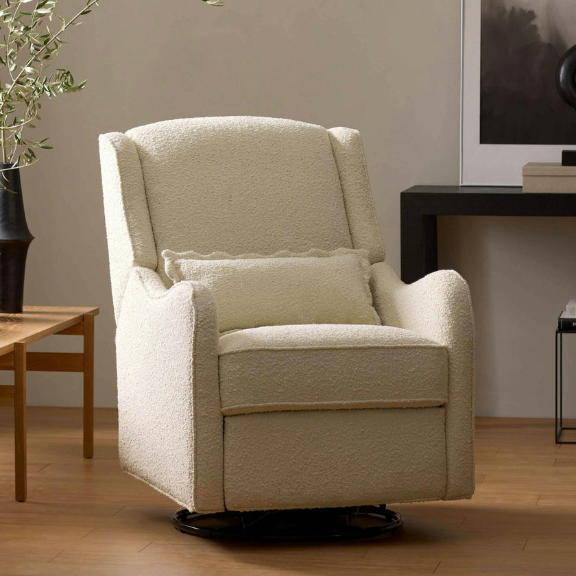 Devon Recliner and Swivel Glider in Ivory Boucle