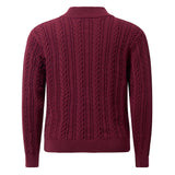 Burgundy Half-Zip Cable Knit Sweater