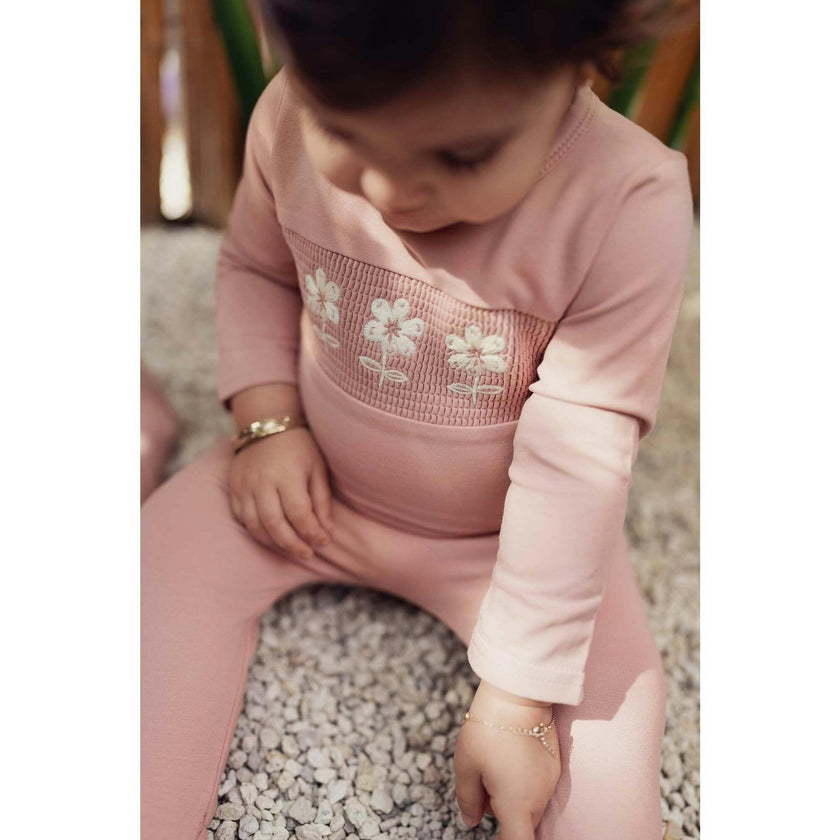 Smocked Floral Footie