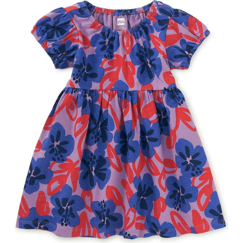 Puff Sleeve Empire Dress, Blue