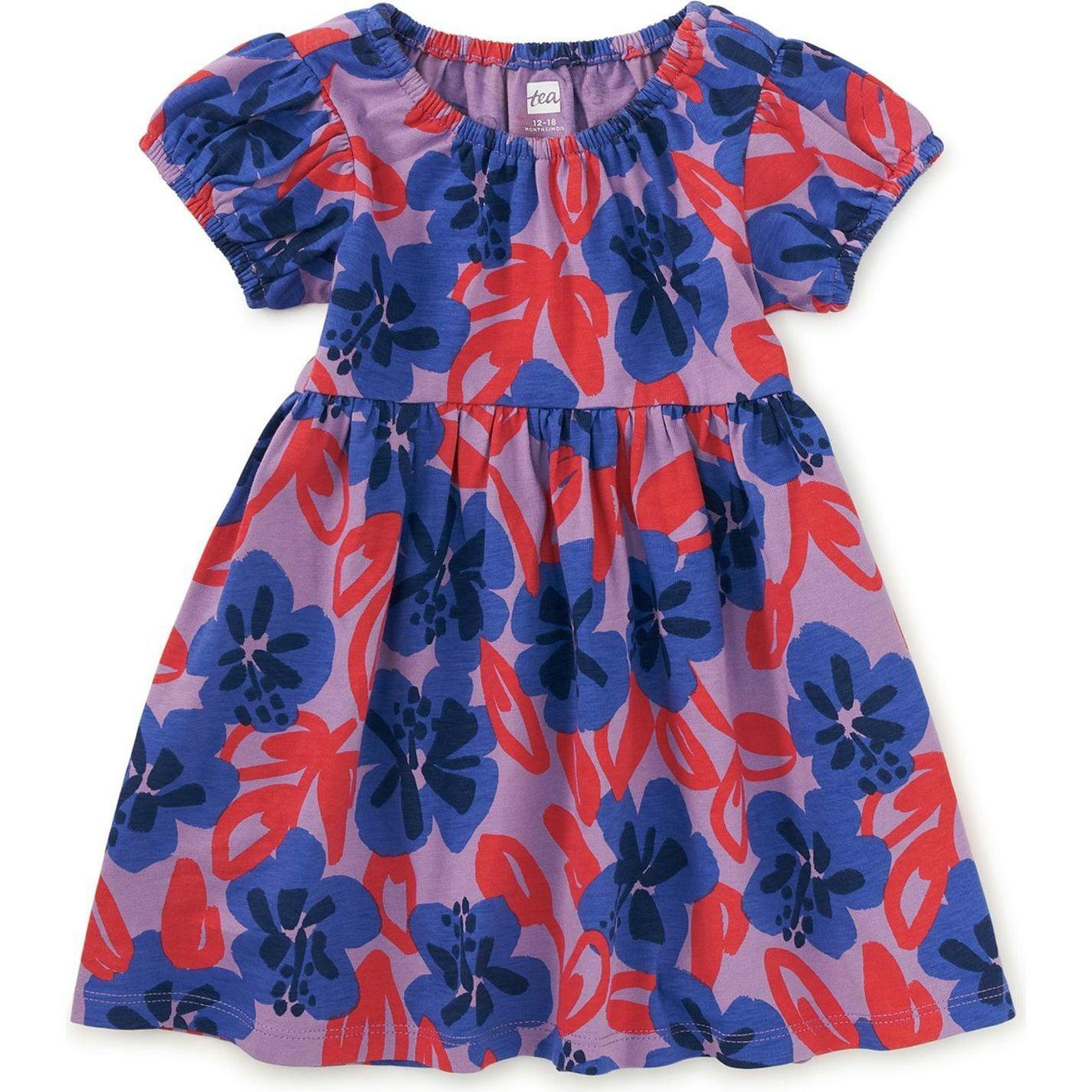 Puff Sleeve Empire Dress, Blue