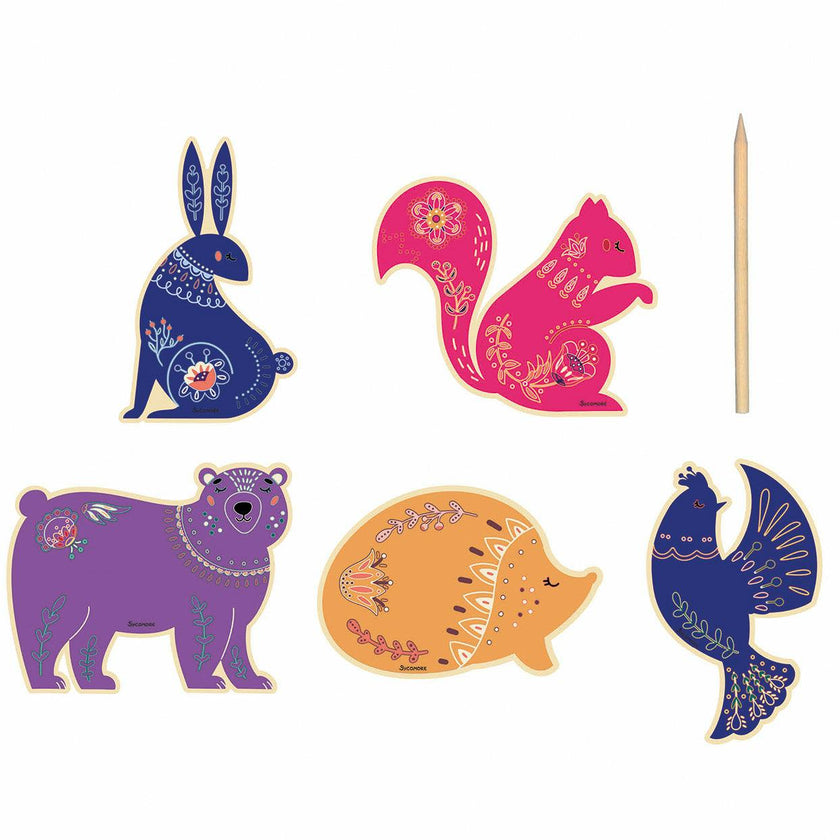 Pockets - Scratch Art Wooden Animals - 5y+