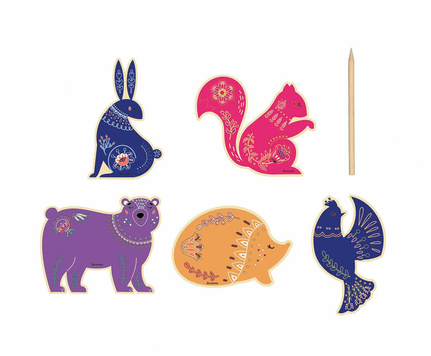 Pockets - Scratch Art Wooden Animals - 5y+