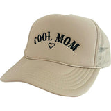 Cool Mom Embroidered Trucker Hat, Beige & Black - OS