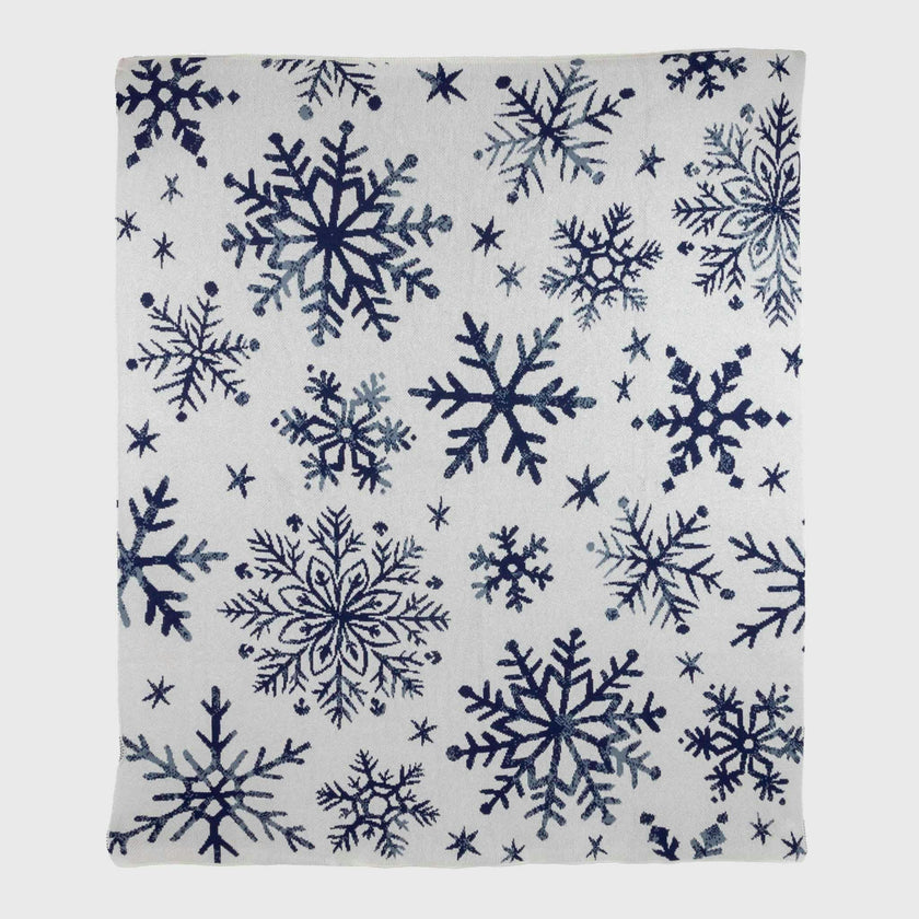 Cotton Sustainable Knit Throw | Nordic Snowflakes