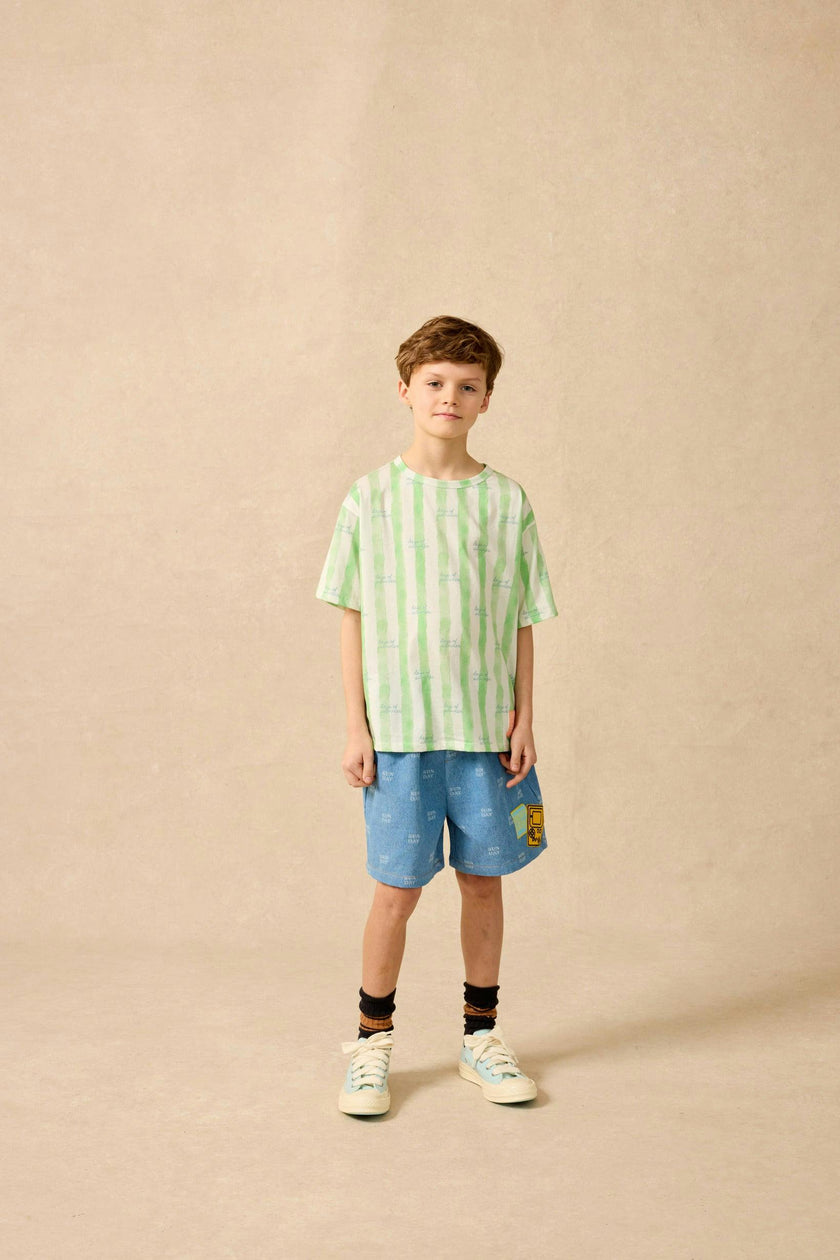 Organic Weekend Tee in Pistachio Stripe