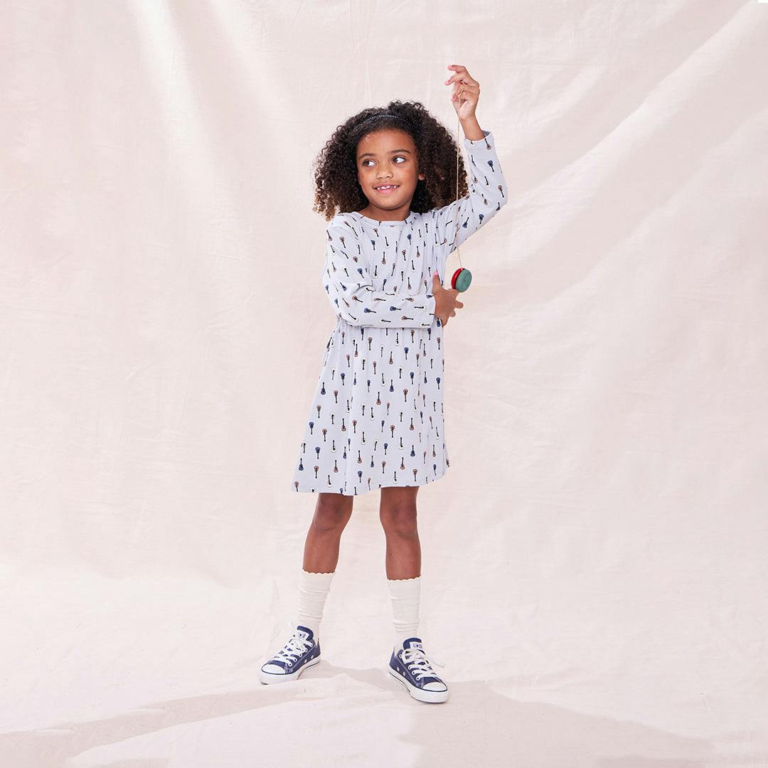 Playground Long Sleeve Dress, Tiny Vintage Guitars