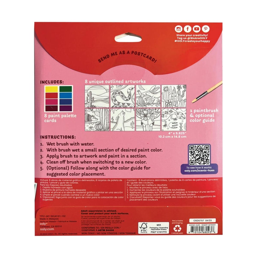 Scenic Hues DIY Watercolor Postcard Art Kit - Desert Getaway - 8 Cards
