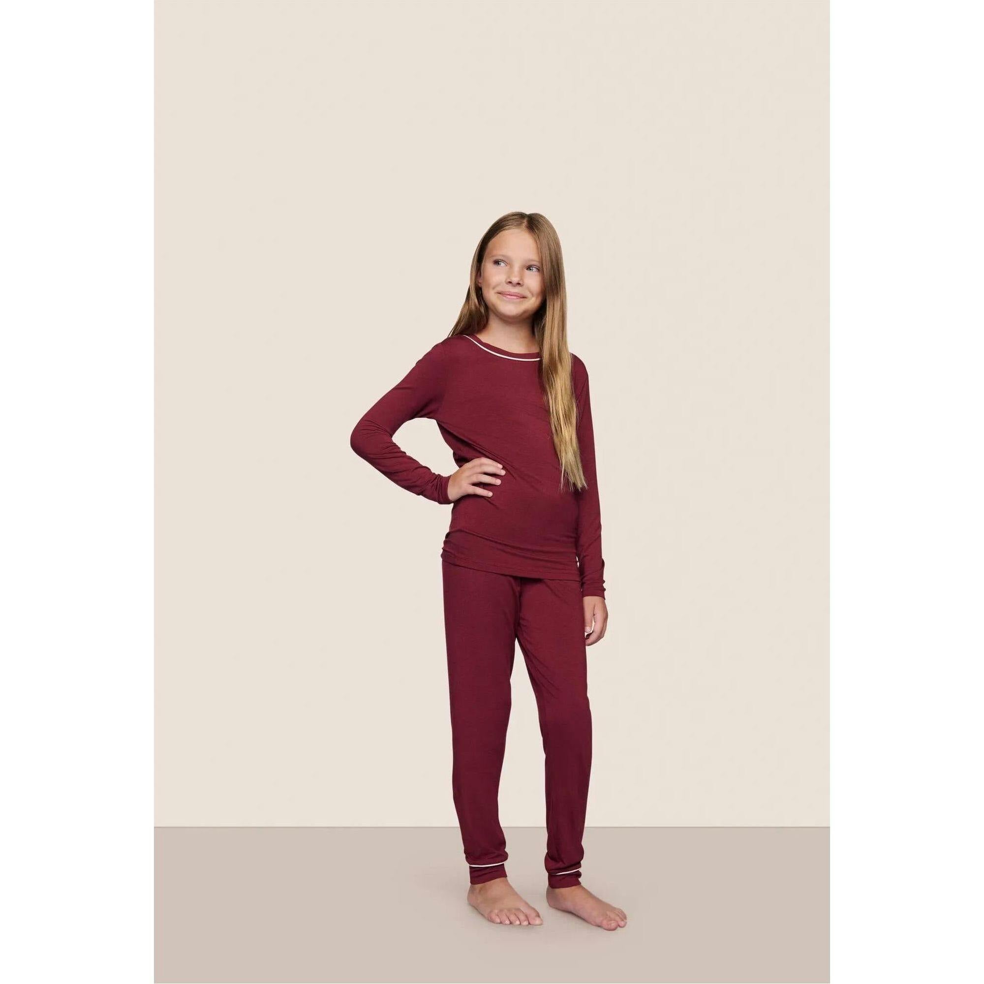 Kids TENCEL Modal Unisex Long PJ Set, Red