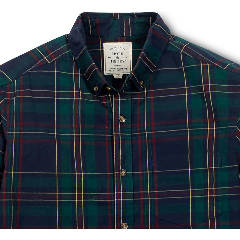 Men's Organic Long Sleeve Stretch Poplin Button Down Shirt, Blue