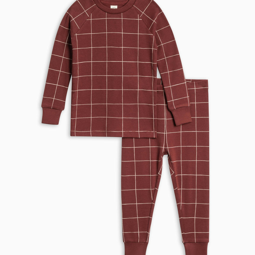 2 Piece Long Sleeve Jammie Set Basket / Cranberry