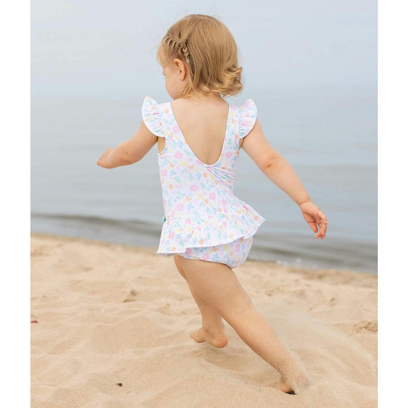 Floral Print Swimsuit With Flowers