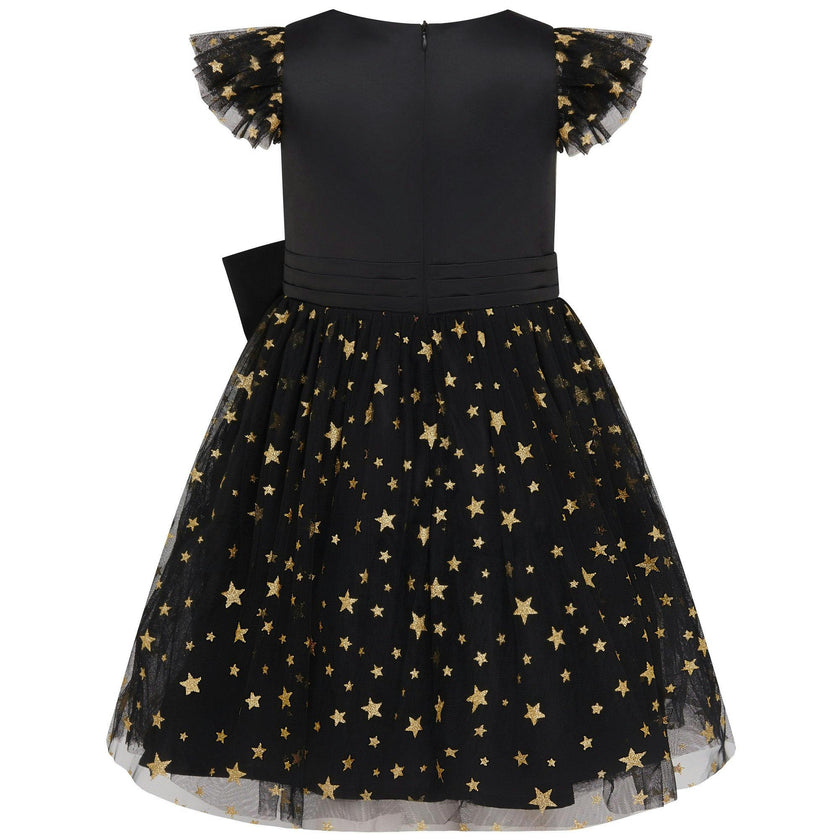 Stella Satin & Gold Star Girls Party Dress