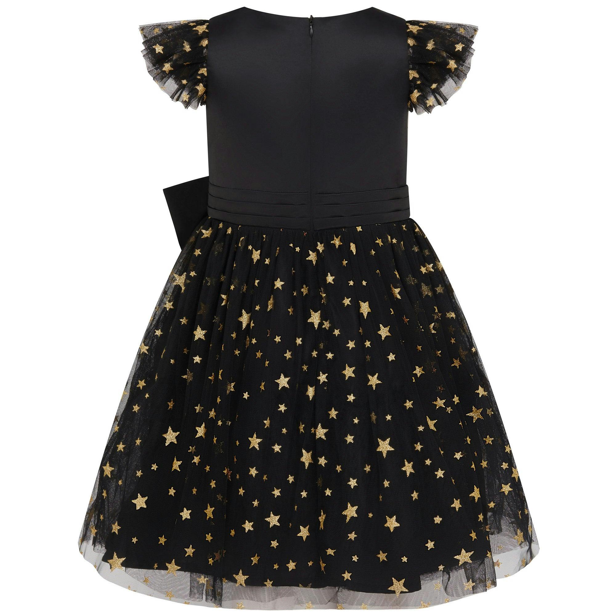 Stella Satin & Gold Star Girls Party Dress
