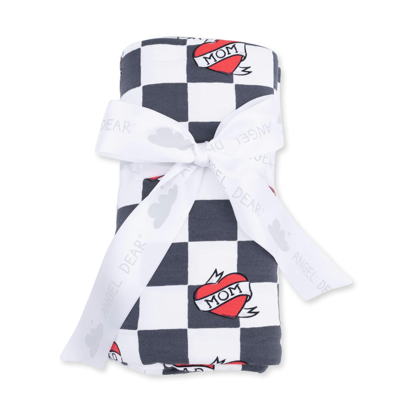 Heart Tattoo Check Black - Swaddle Blanket