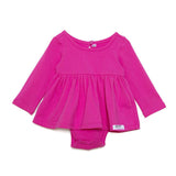 Long Sleeve Bubble Romper in Hot Pink