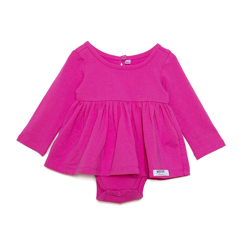 Long Sleeve Bubble Romper in Hot Pink