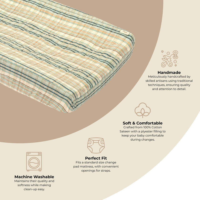 Charlie Farmhouse Stripe Cotton Quilted Change Pad Cover