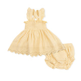 Solid Muslin Italian Straw - Smocked Top with Bloomer