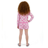 Tween Girls Terry Pull-Over & Short Set | Checkered Bow