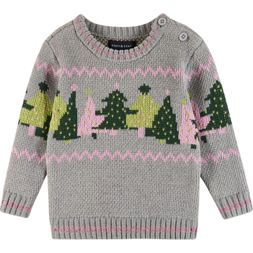 Infant Grey Chenille Sweater w/Tree Graphic & Sweater Knit Pant Set