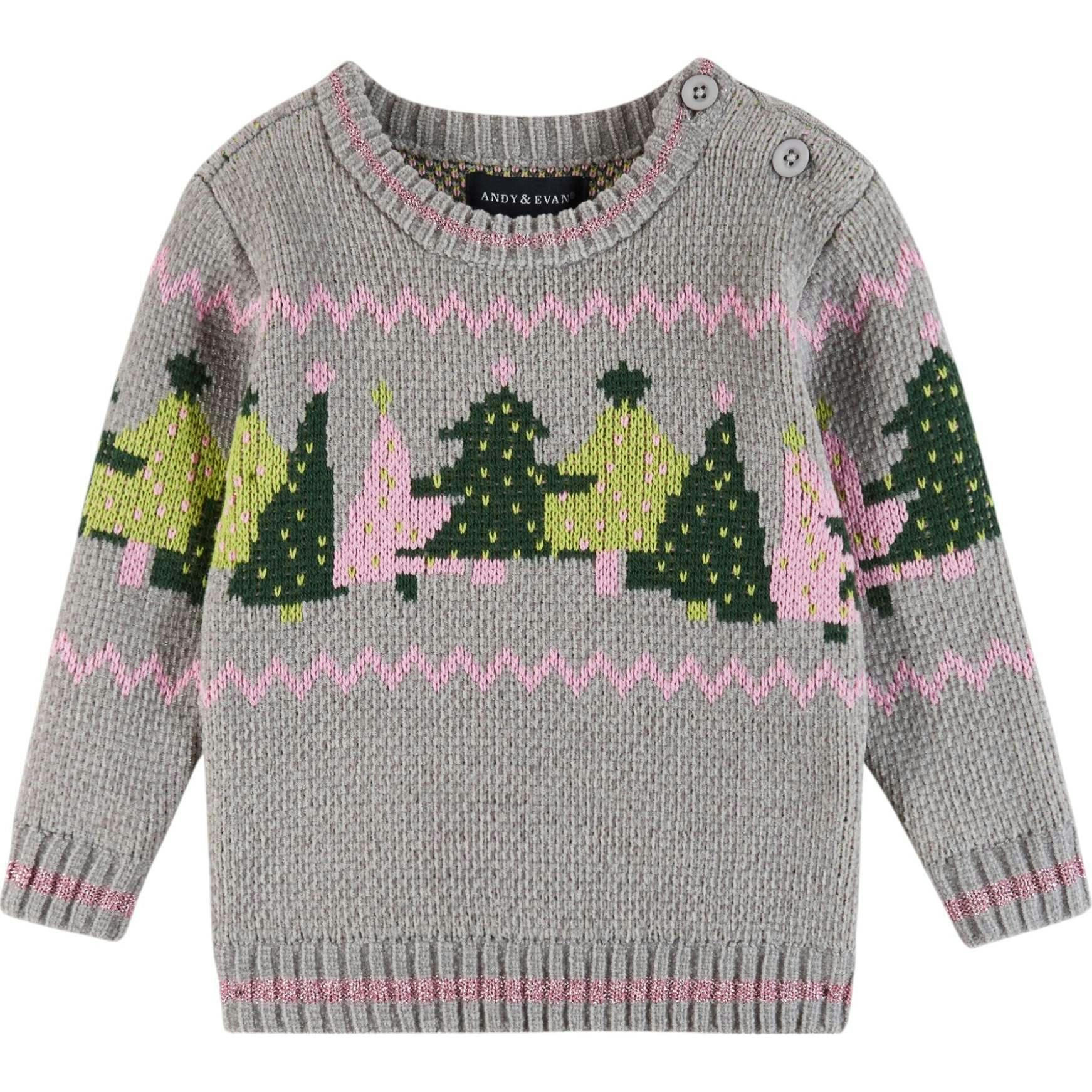 Infant Grey Chenille Sweater w/Tree Graphic & Sweater Knit Pant Set