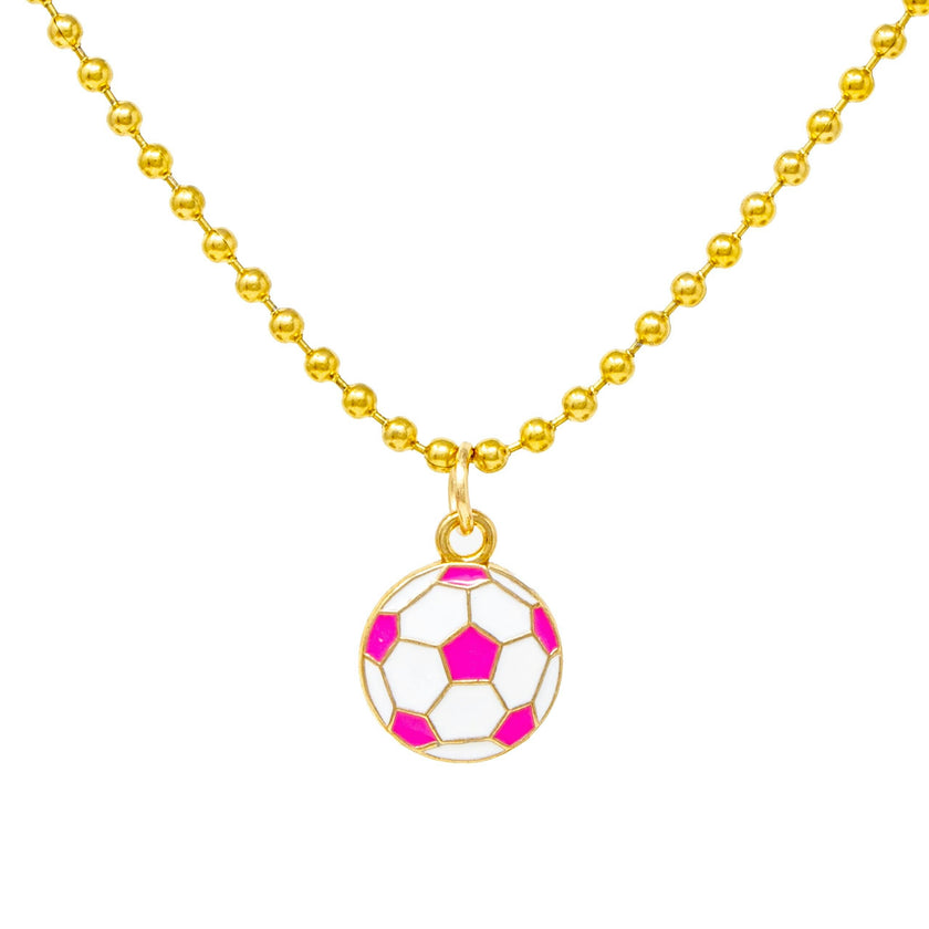 Pink Soccer Ball Necklace
