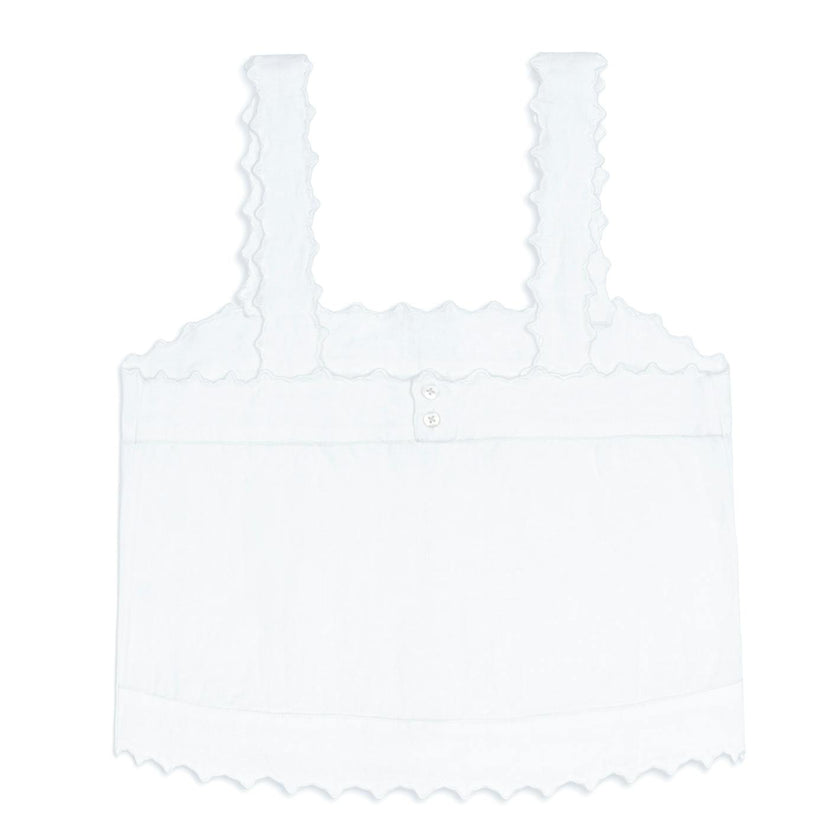 women's white linen scalloped tank
