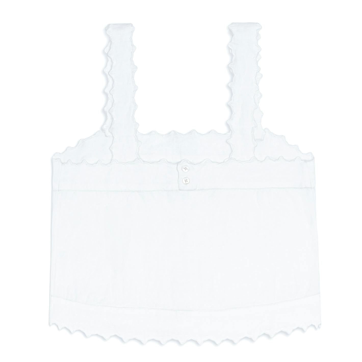women's white linen scalloped tank