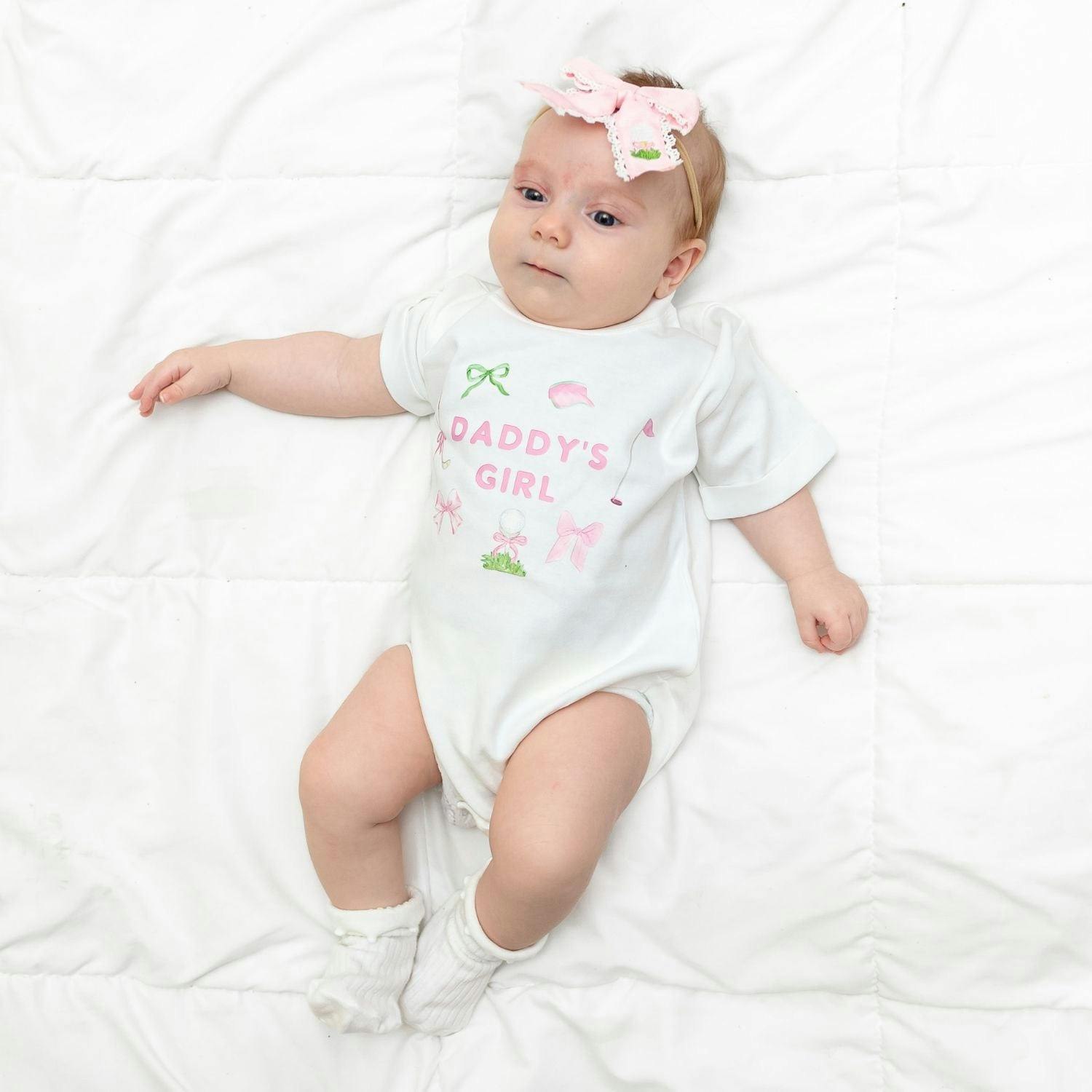 Golf Tee Embroidered Lace Bow Baby Headband