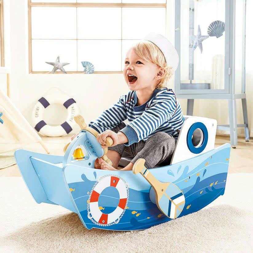 Captains Chair Rocker Hape: Captains Rocking Boat - Wooden Ride-On Seat Chair Rocker – Maisonette