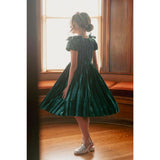 Mini Tiara Dress in Green Velvet