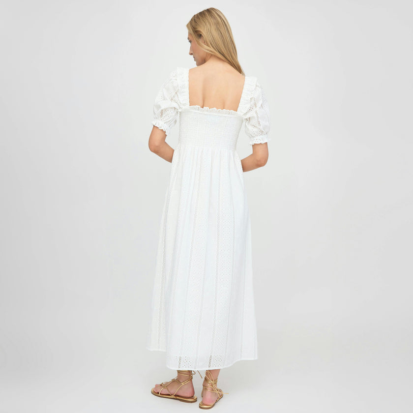 The Scarlett Nap Dress - White Broderie Voile