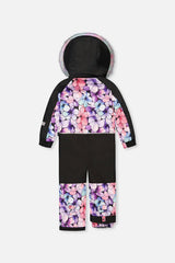 Kids One Piece Play Snowsuit Purple Floral Print