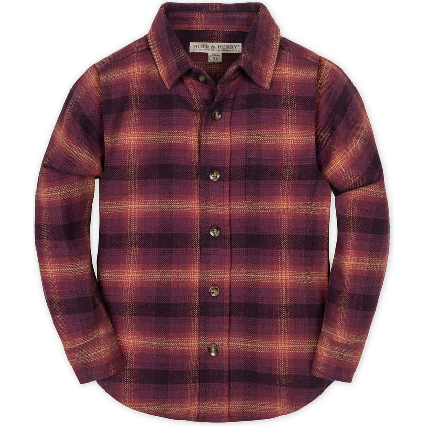 Organic Long Sleeve Flannel Button Down Shirt, Purple