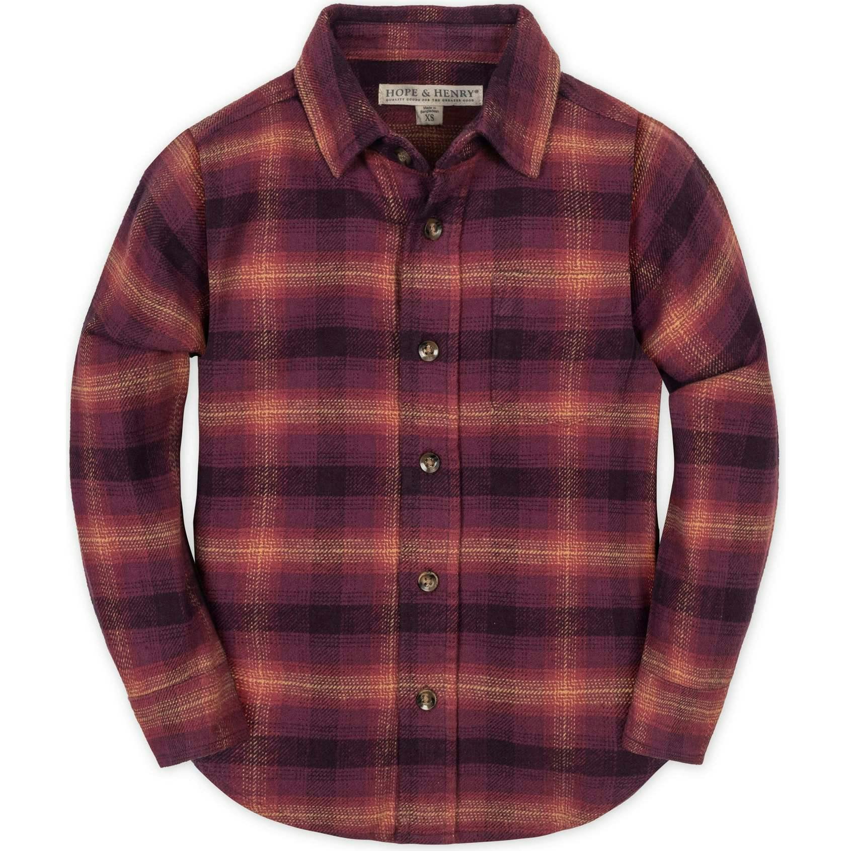 Organic Long Sleeve Flannel Button Down Shirt, Purple