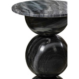 Aura 19" Modern Natural Marble Handmade Stacked Round Pedestal End Table
