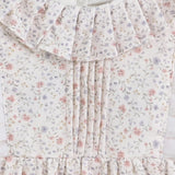 Cream Floral Ruffle Dress