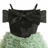 Black & Green Marcella Bow Dress