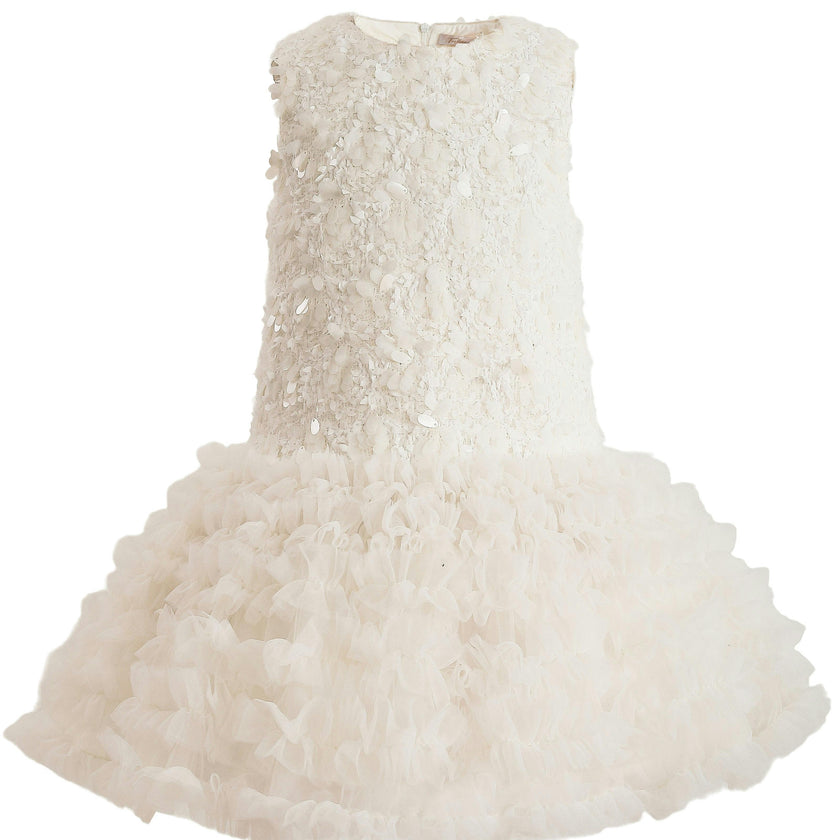 Cream Whispered Petal Mini Dress