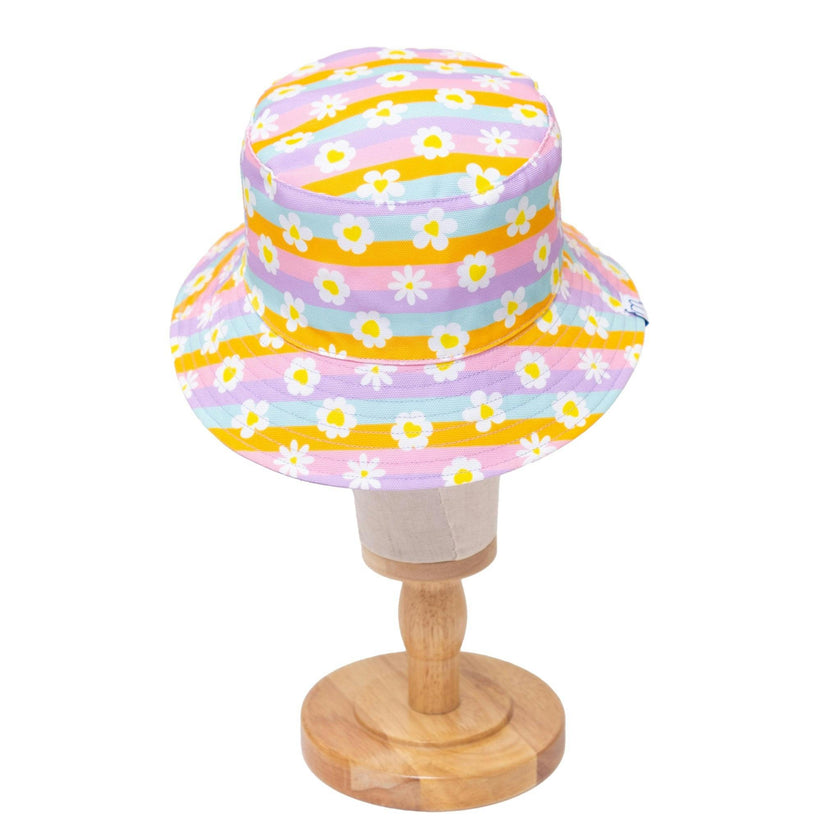 Reversible Bucket Hat – Happy Daisy Stripes