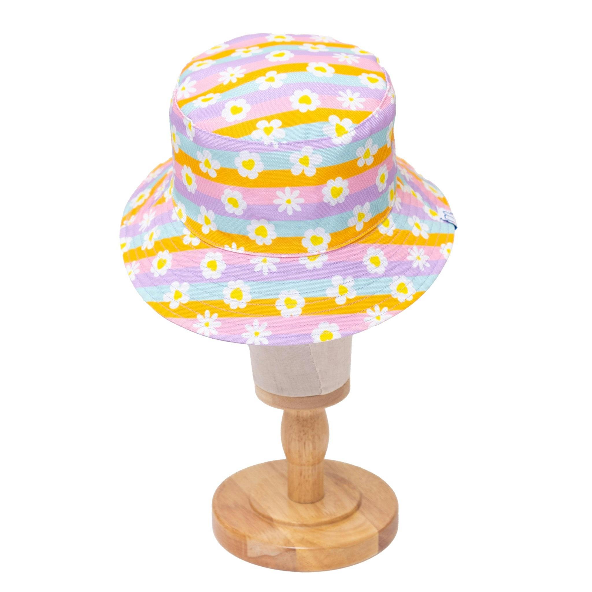 Reversible Bucket Hat – Happy Daisy Stripes