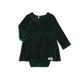 Holiday Velvet Embroidered Snap Closure Bubble Romper