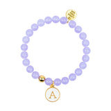 Gemstone Bracelet With Initial Enamel Charm