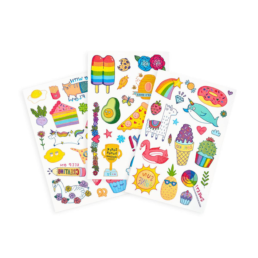 Tattoo-Palooza Temporary Tattoos - Cute Doodle World - 3 Sheets