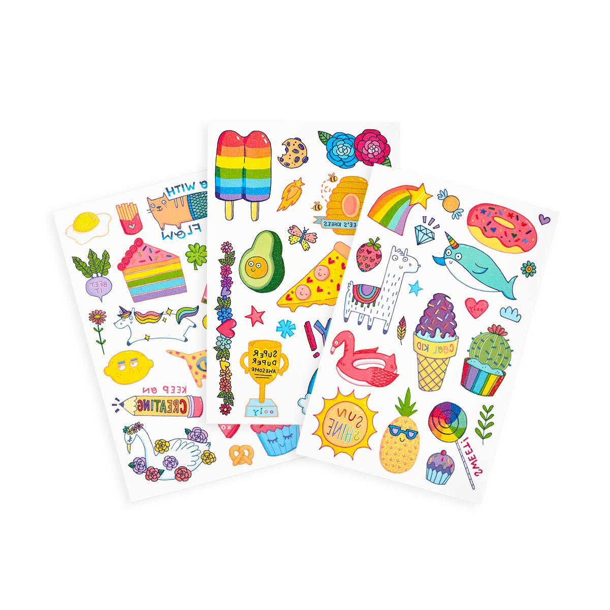 Tattoo-Palooza Temporary Tattoos - Cute Doodle World - 3 Sheets