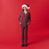 Red Tartan Plaid Women's Relaxed Pant Luxe Loungewear
